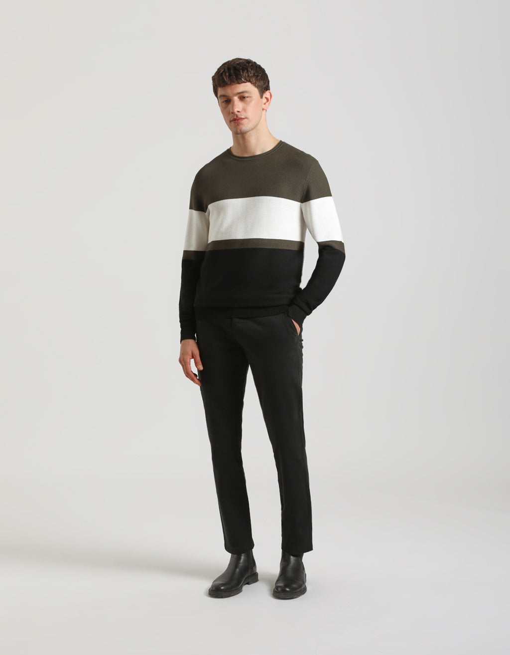 Maglia girocollo colorblock