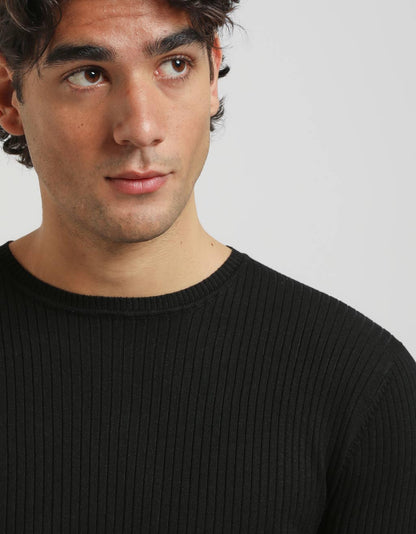 Maglia girocollo a coste