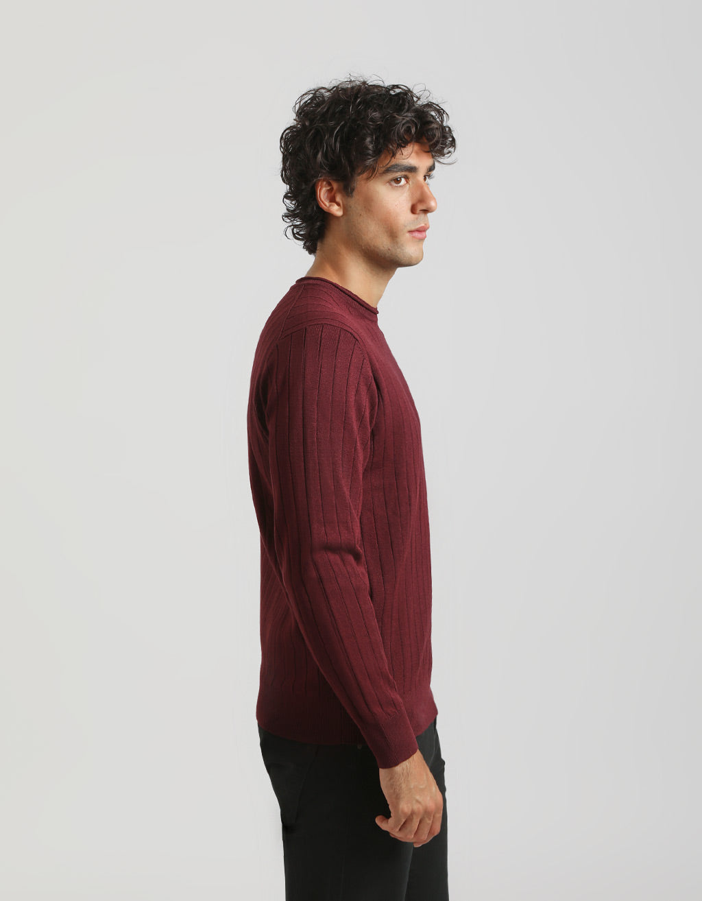 Maglia girocollo a coste