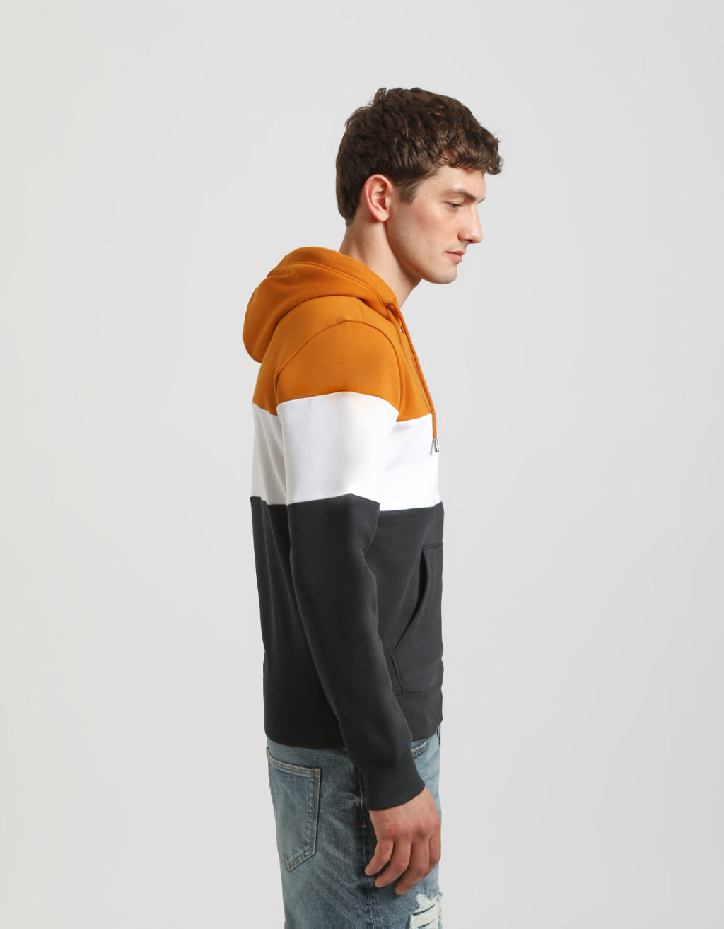 Felpa con cappuccio colorblock
