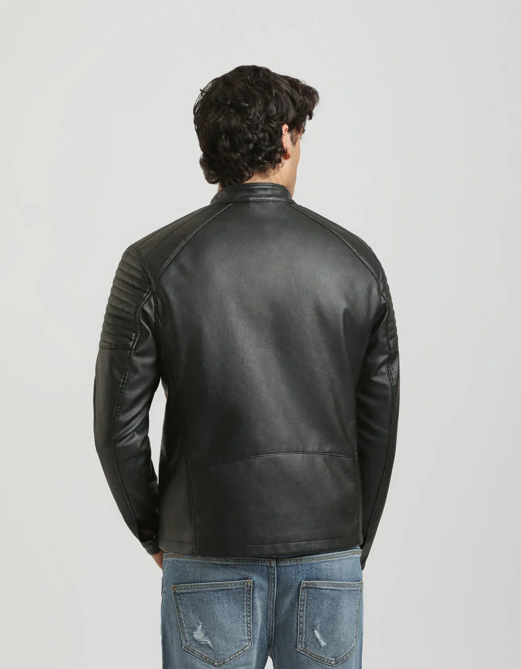 Giubbotto biker effetto pelle