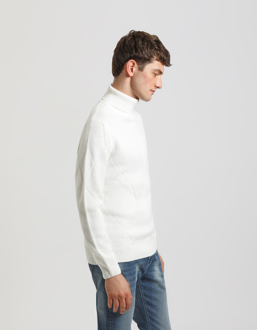 Maglia collo alto a rombi