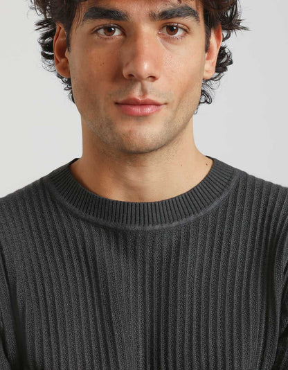 Maglia girocollo a coste