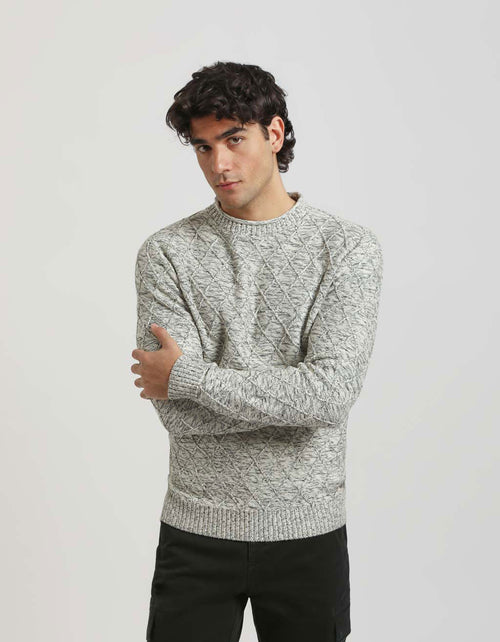 Maglia girocollo con rombi 100% cotone