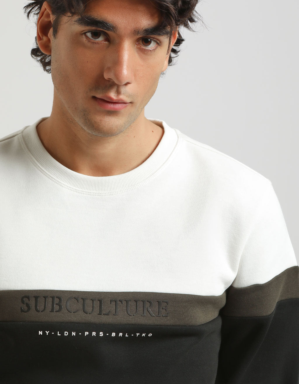 Felpa girocollo colorblock