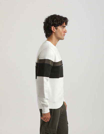 Felpa girocollo colorblock