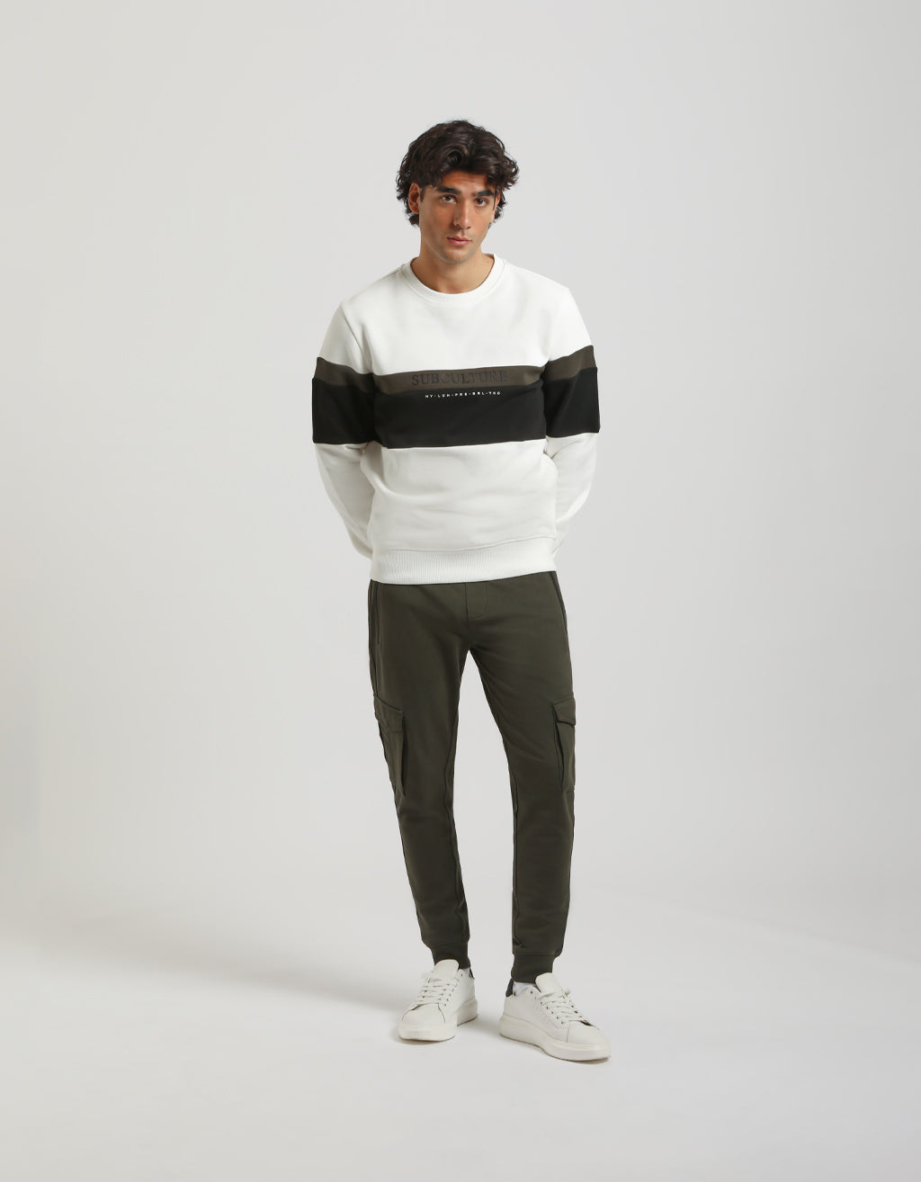 Felpa girocollo colorblock