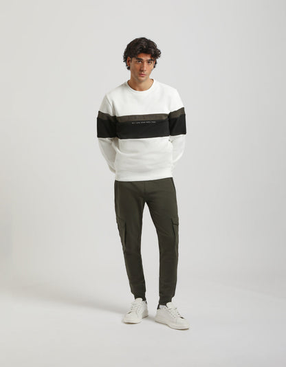 Felpa girocollo colorblock