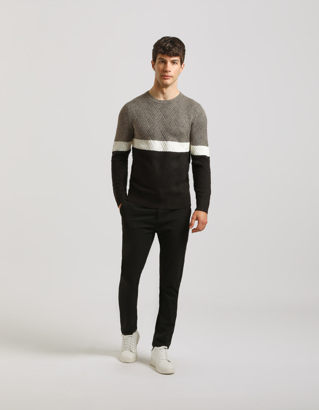 Maglia girocollo colorblock