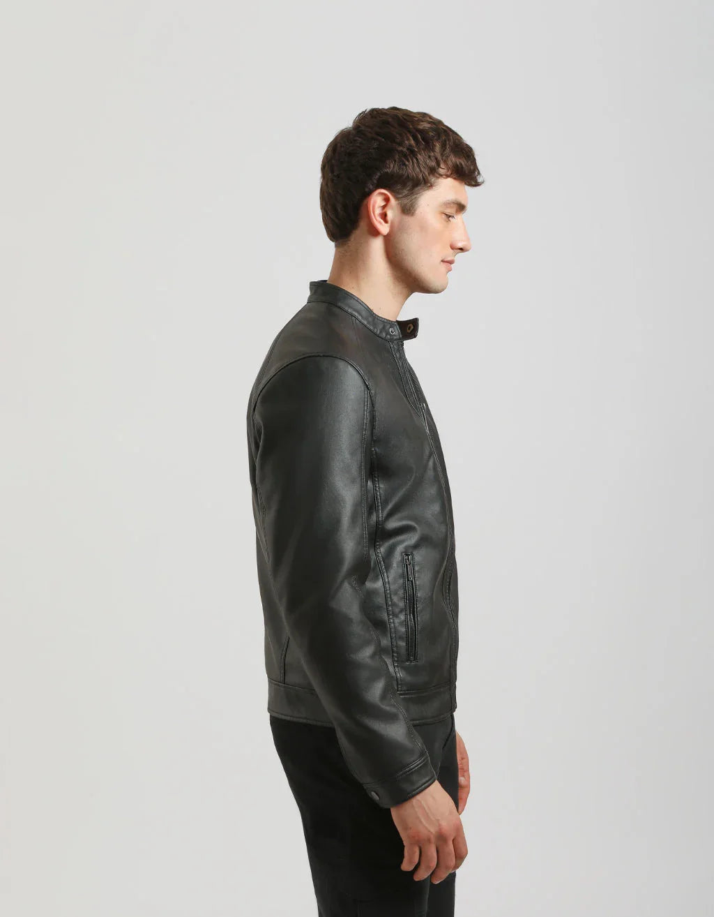 Giubbotto biker effetto pelle