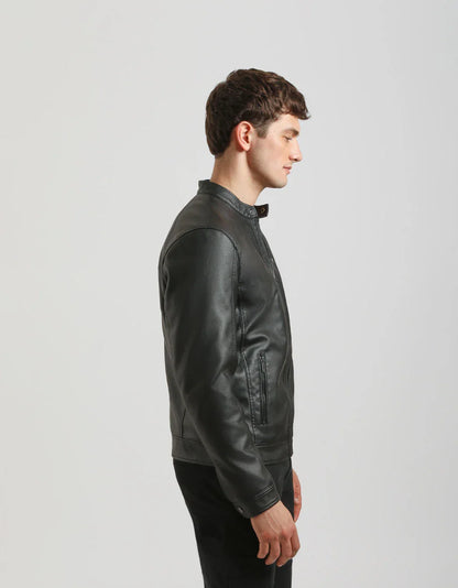 Giubbotto biker effetto pelle