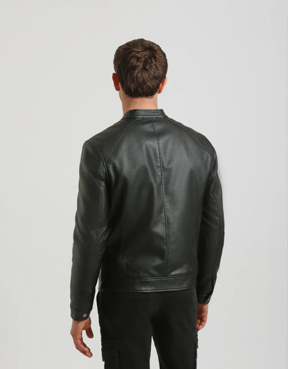 Giubbotto biker effetto pelle