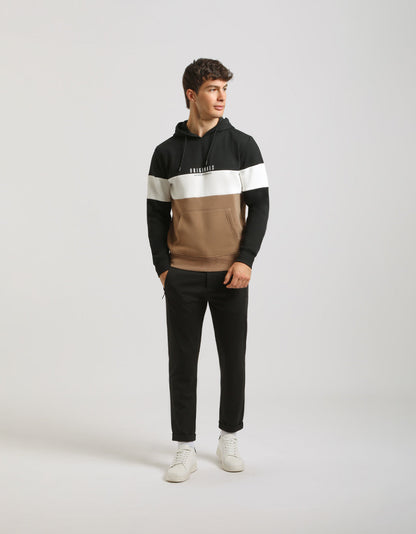 Felpa con cappuccio colorblock