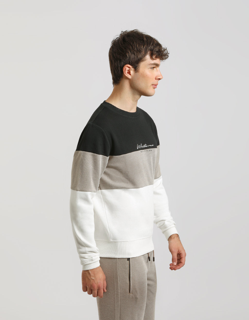 Felpa girocollo colorblock