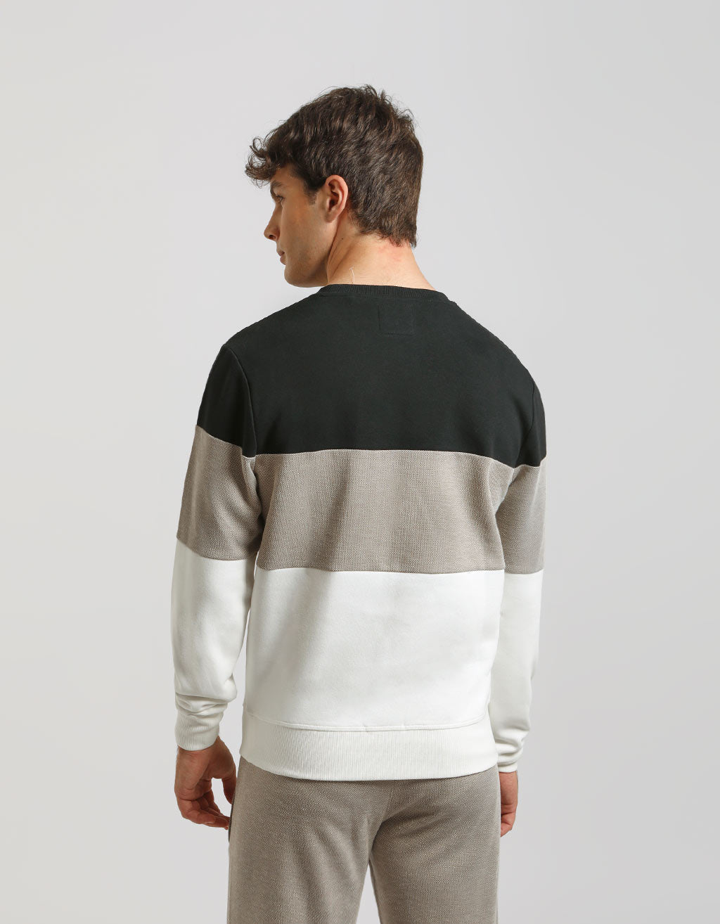 Felpa girocollo colorblock