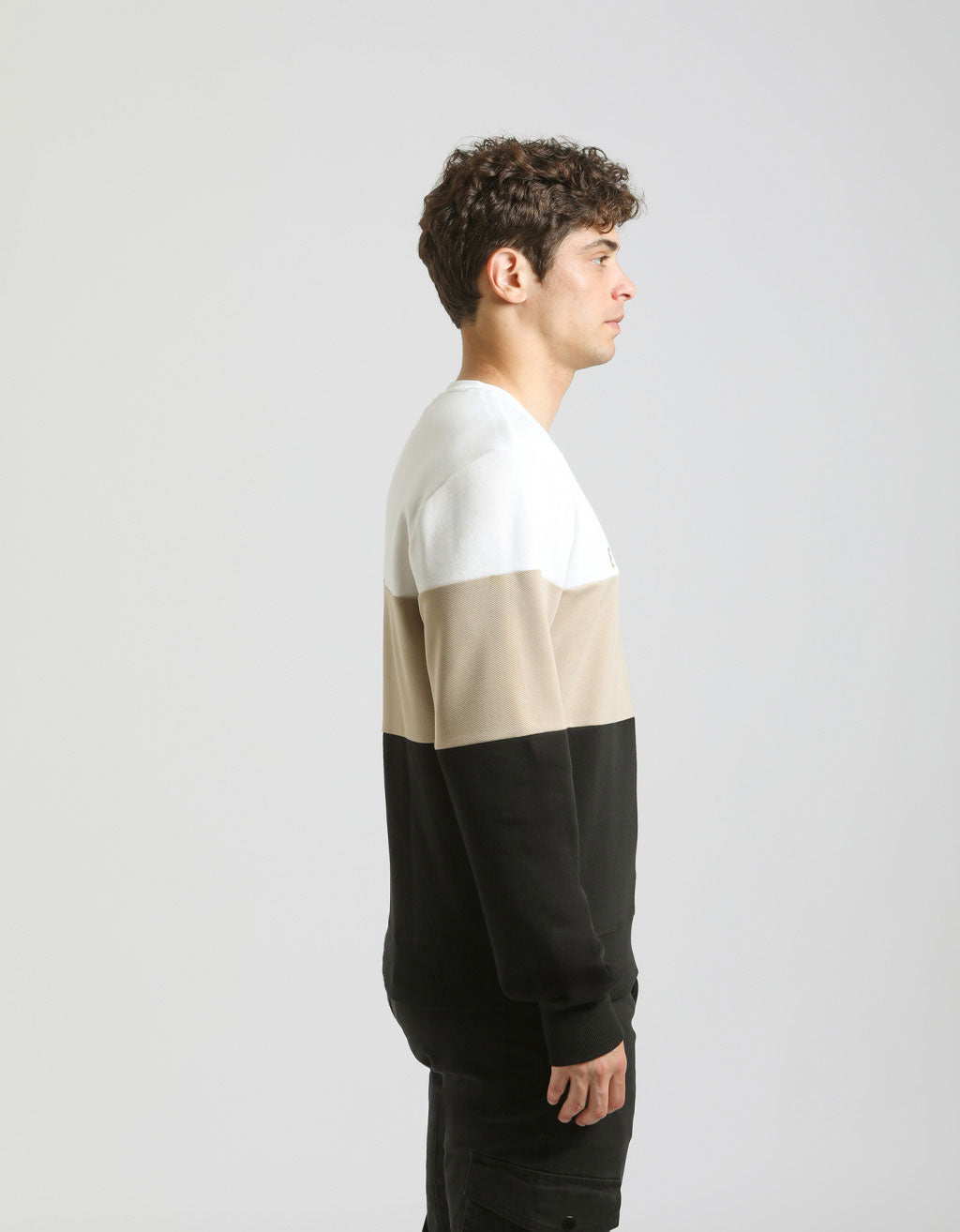 Felpa girocollo colorblock