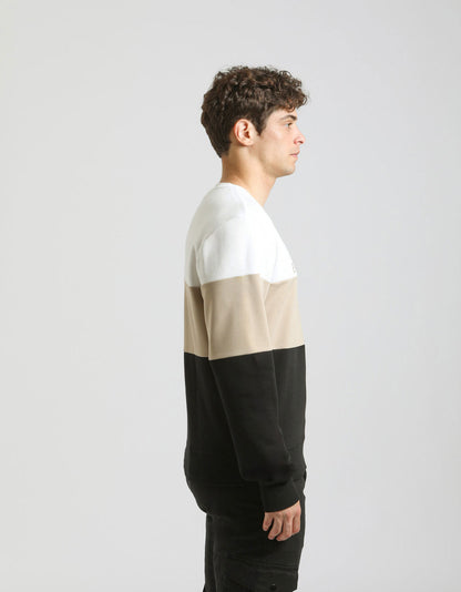 Felpa girocollo colorblock