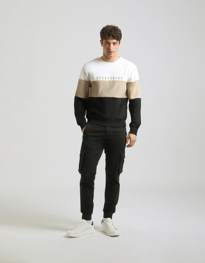 Felpa girocollo colorblock