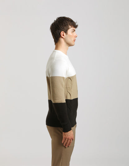 Maglia girocollo colorblock