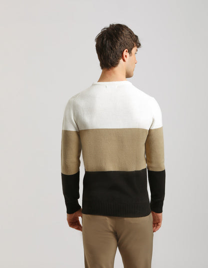 Maglia girocollo colorblock