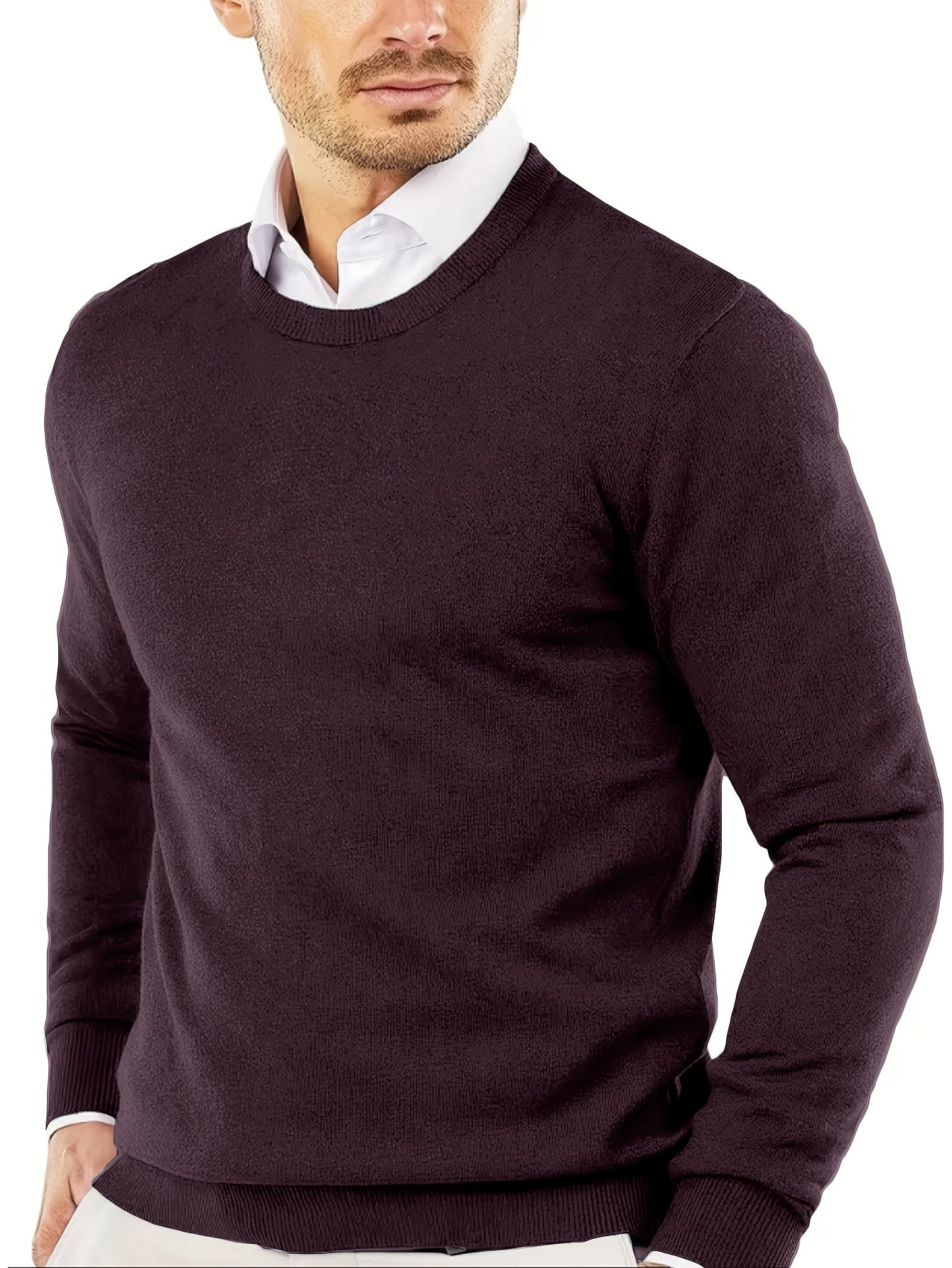 Maglione Girocollo In Maglia Tinta Unita