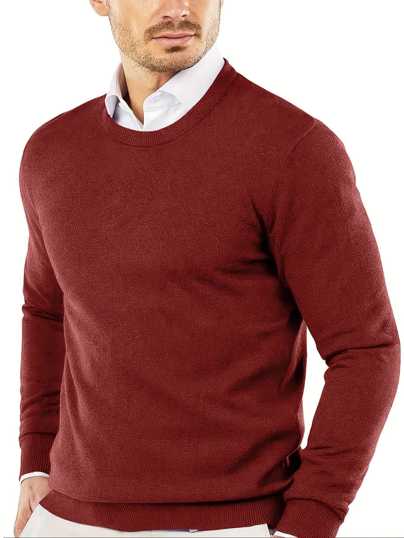 Maglione Girocollo In Maglia Tinta Unita