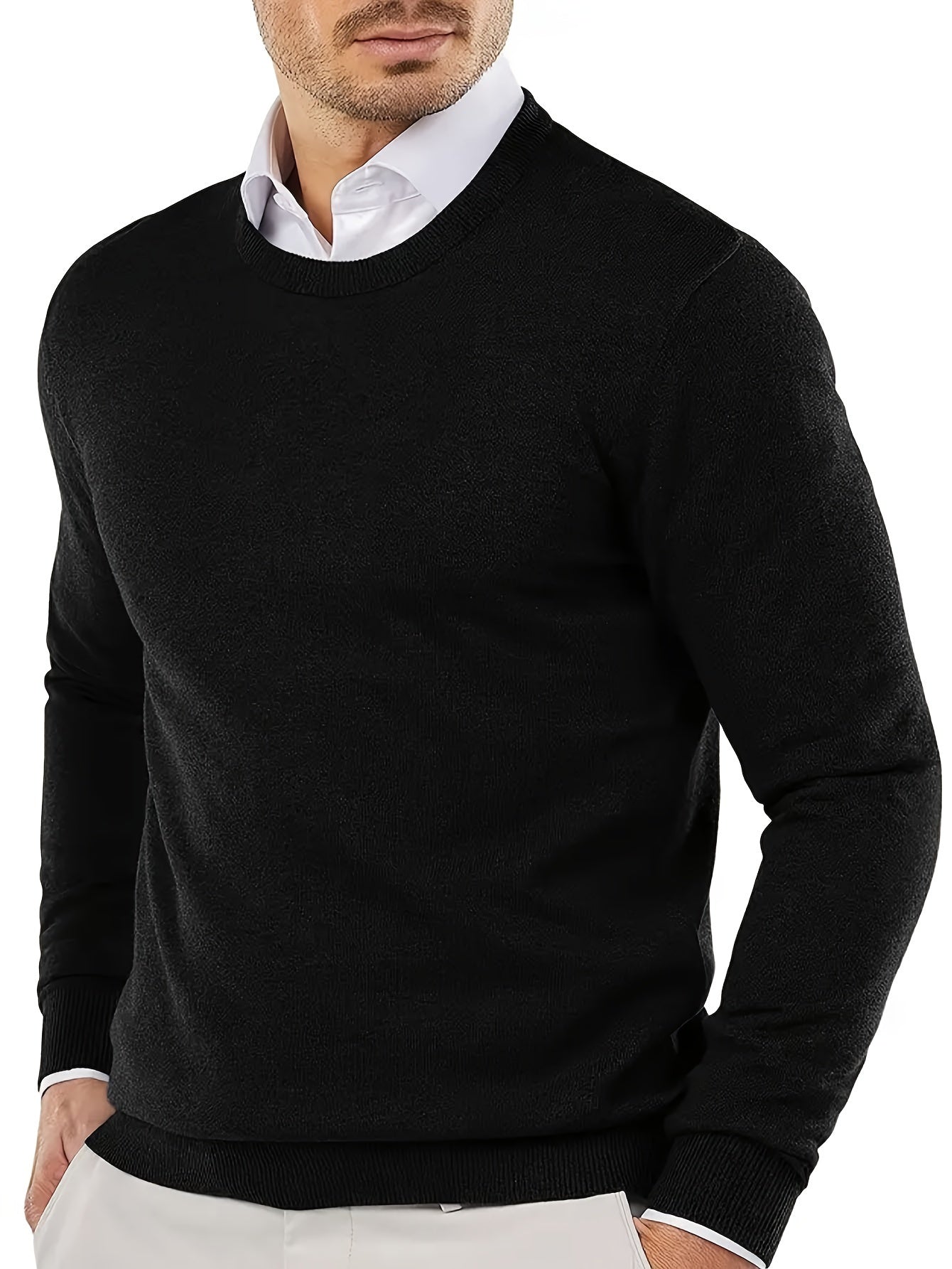 Maglione Girocollo In Maglia Tinta Unita